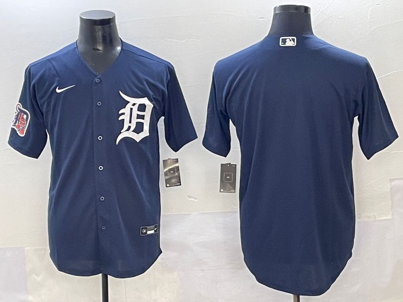 Men 2025 Detroit Tigers Blank Dark Blue Game Nike MLB Jersey style 5